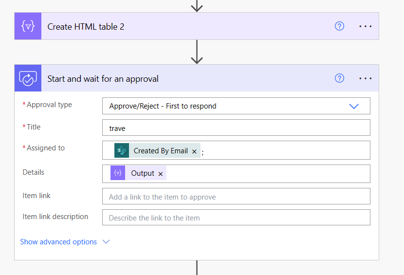 Microsoft workflow action