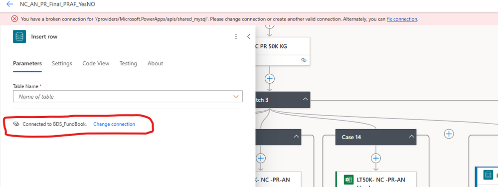 BDS_FundBook is the MySQL Connection Name it is shows Connected