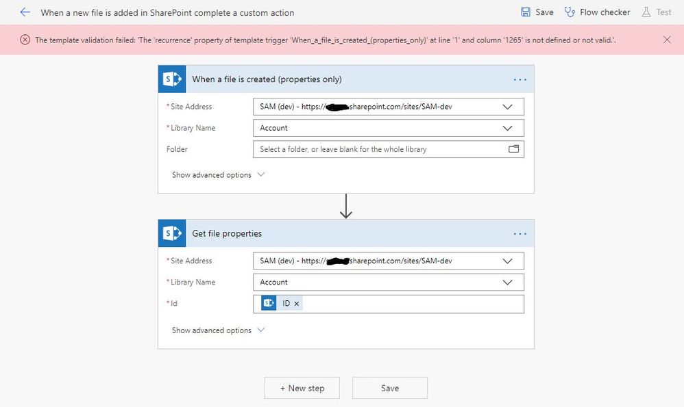 Test Flow with error message