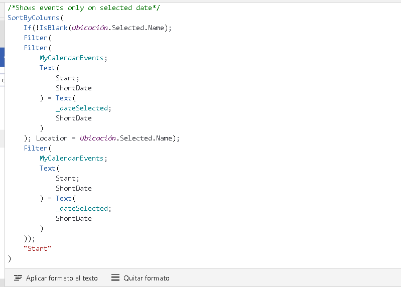 items values of that galerry using the start statement of the calendar events.