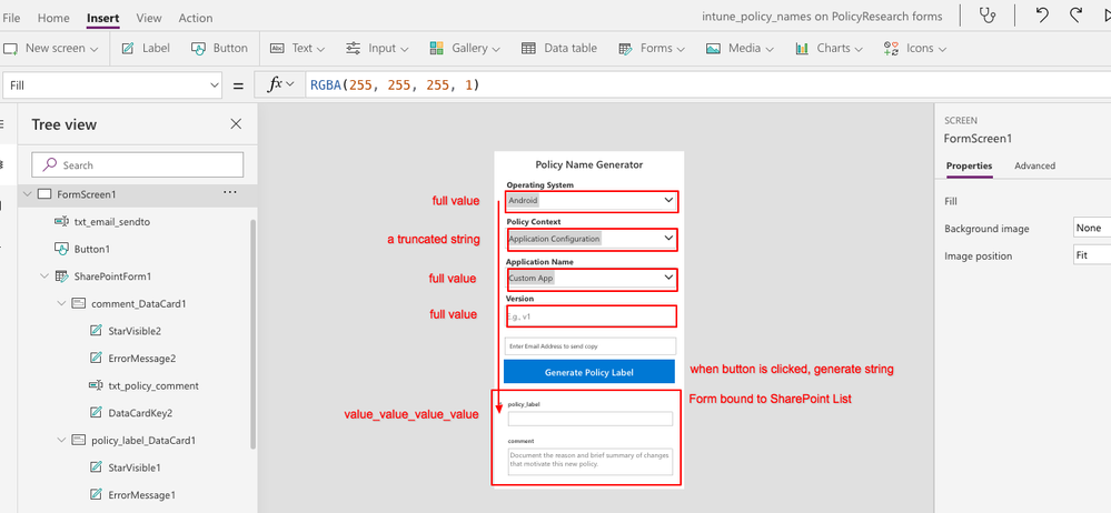 top 4 controls pull data from separate SP List. Form bound to SP LIst last 2 form elements.